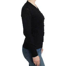 Black V-neck wool sweater
