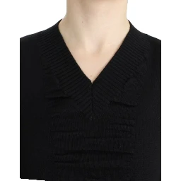Black V-neck wool sweater