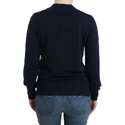 Dark blue V-neck wool sweater