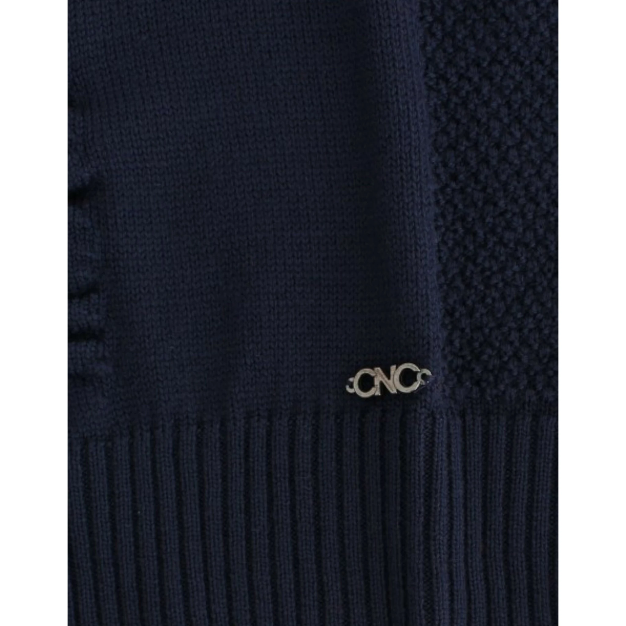 Dark blue V-neck wool sweater