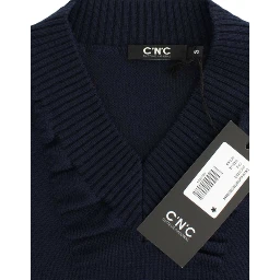 Dark blue V-neck wool sweater