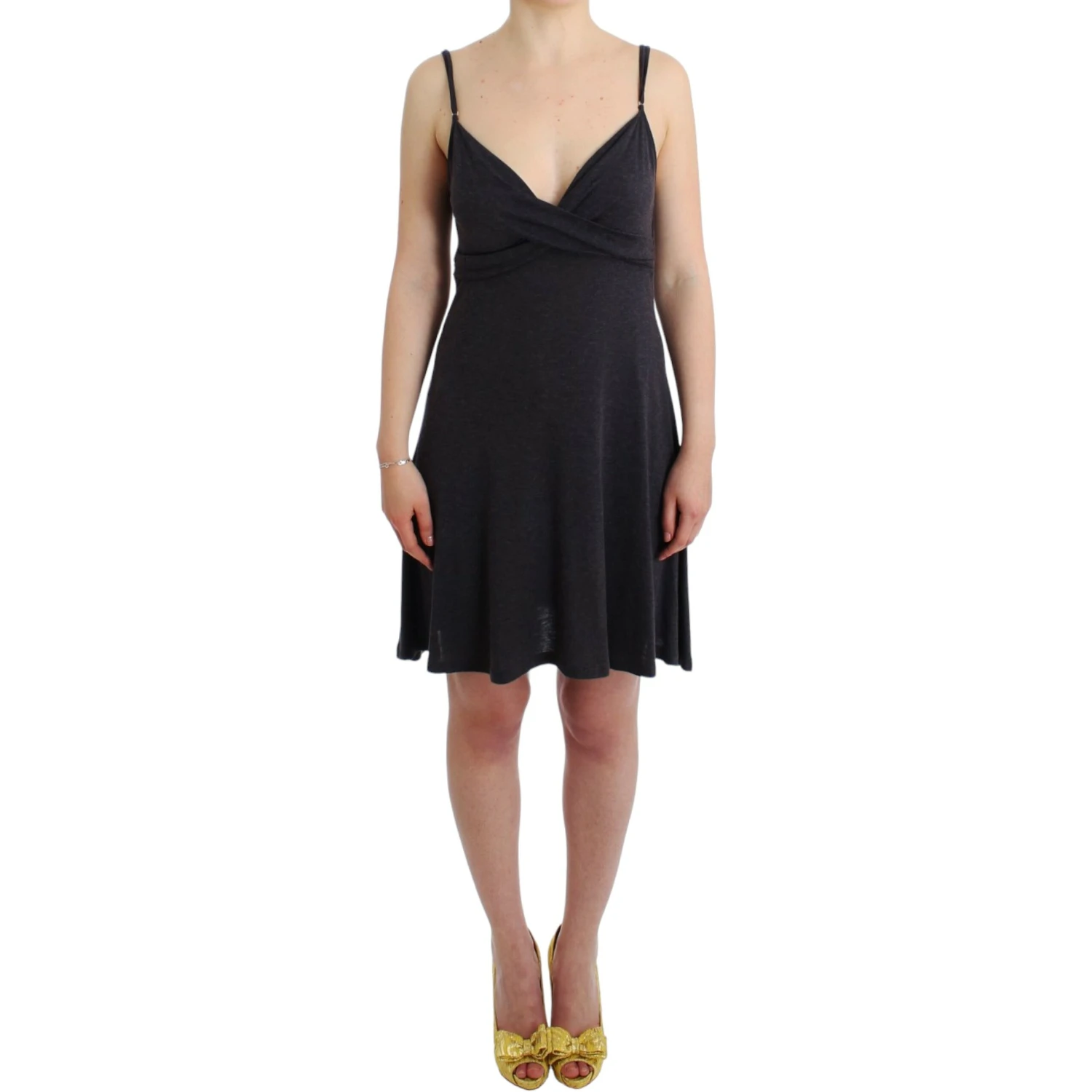 Chic Gray Knee-length Spaghetti Strap Dress