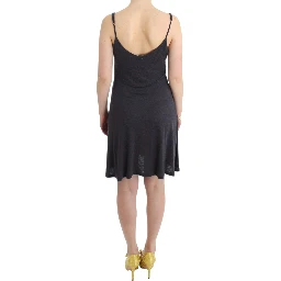 Chic Gray Knee-length Spaghetti Strap Dress