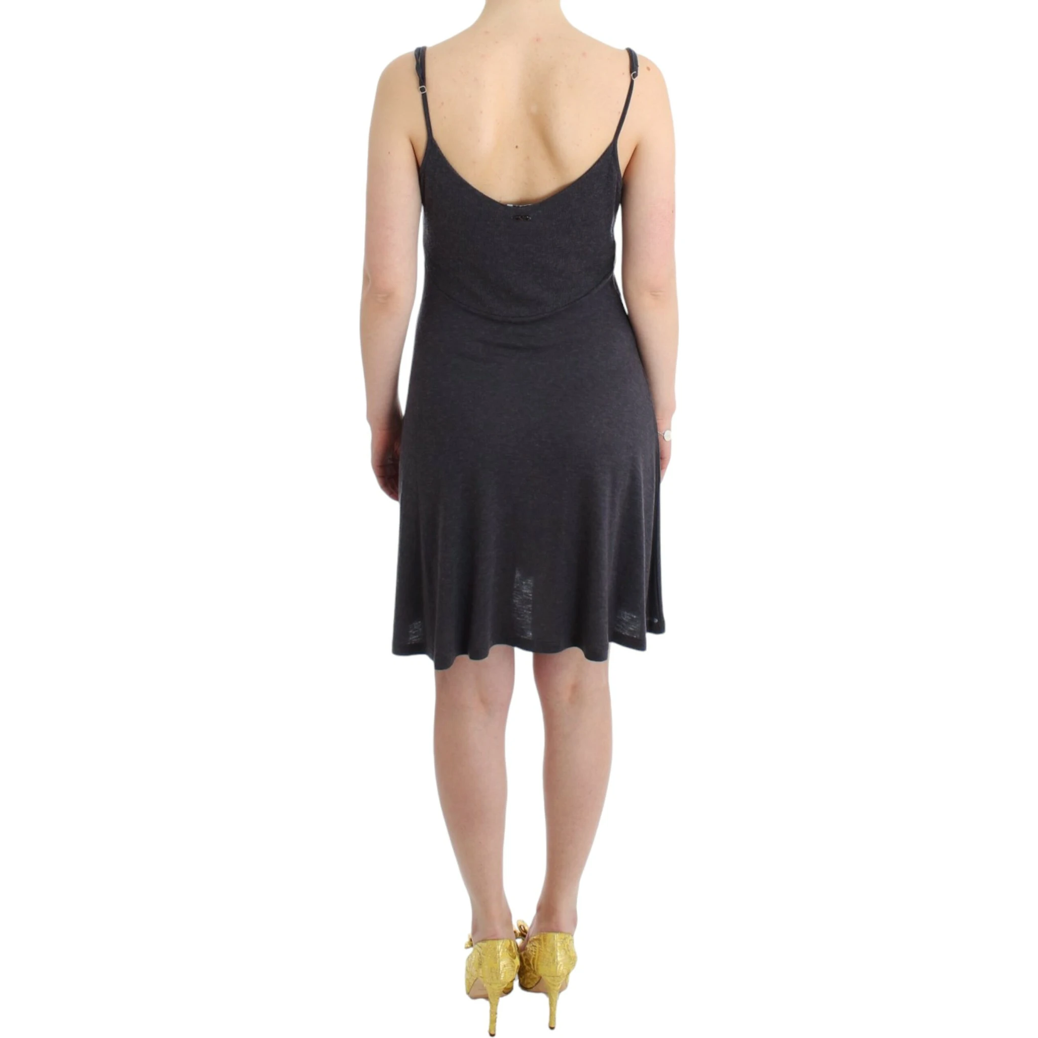 Chic Gray Knee-length Spaghetti Strap Dress