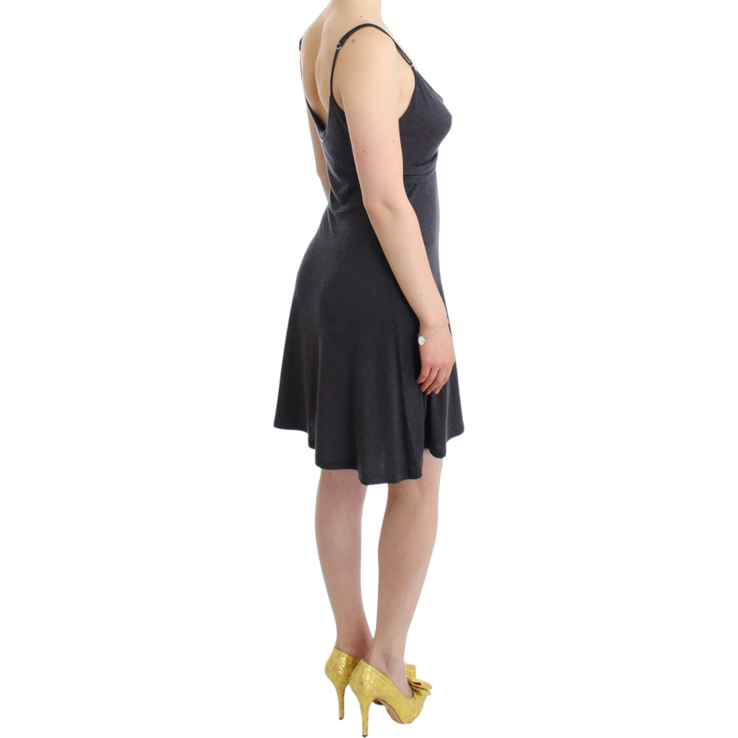 Chic Gray Knee-length Spaghetti Strap Dress