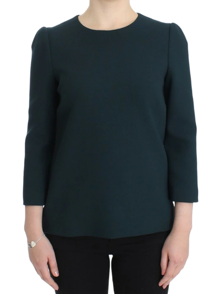 Green 3/4 sleeve wool blouse