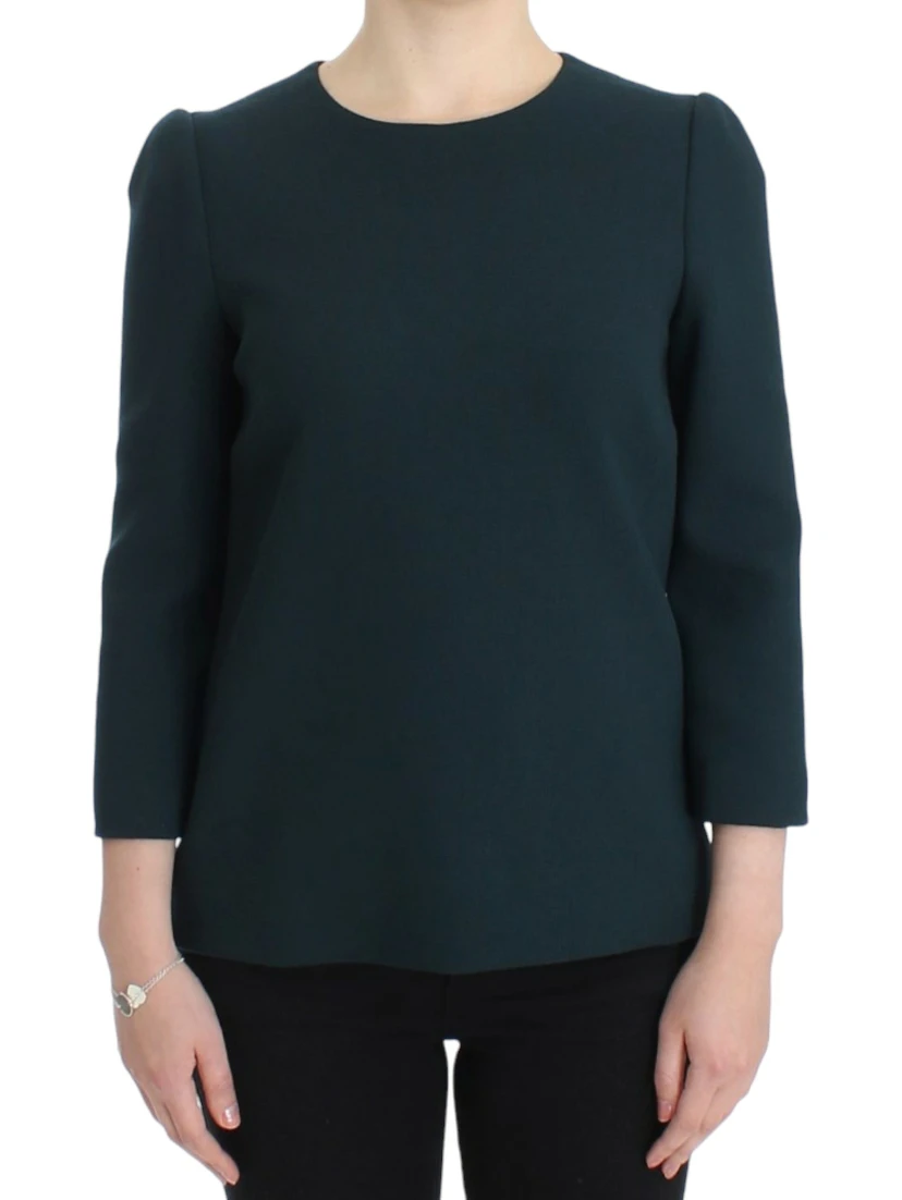 Green 3/4 sleeve wool blouse