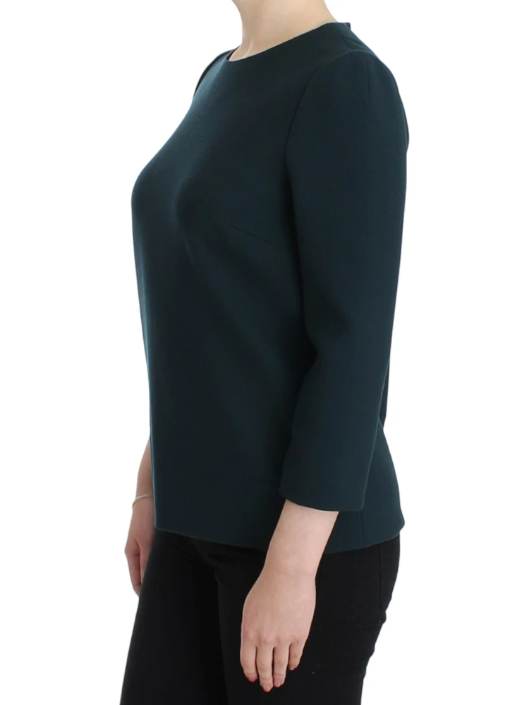 Green 3/4 sleeve wool blouse alternative