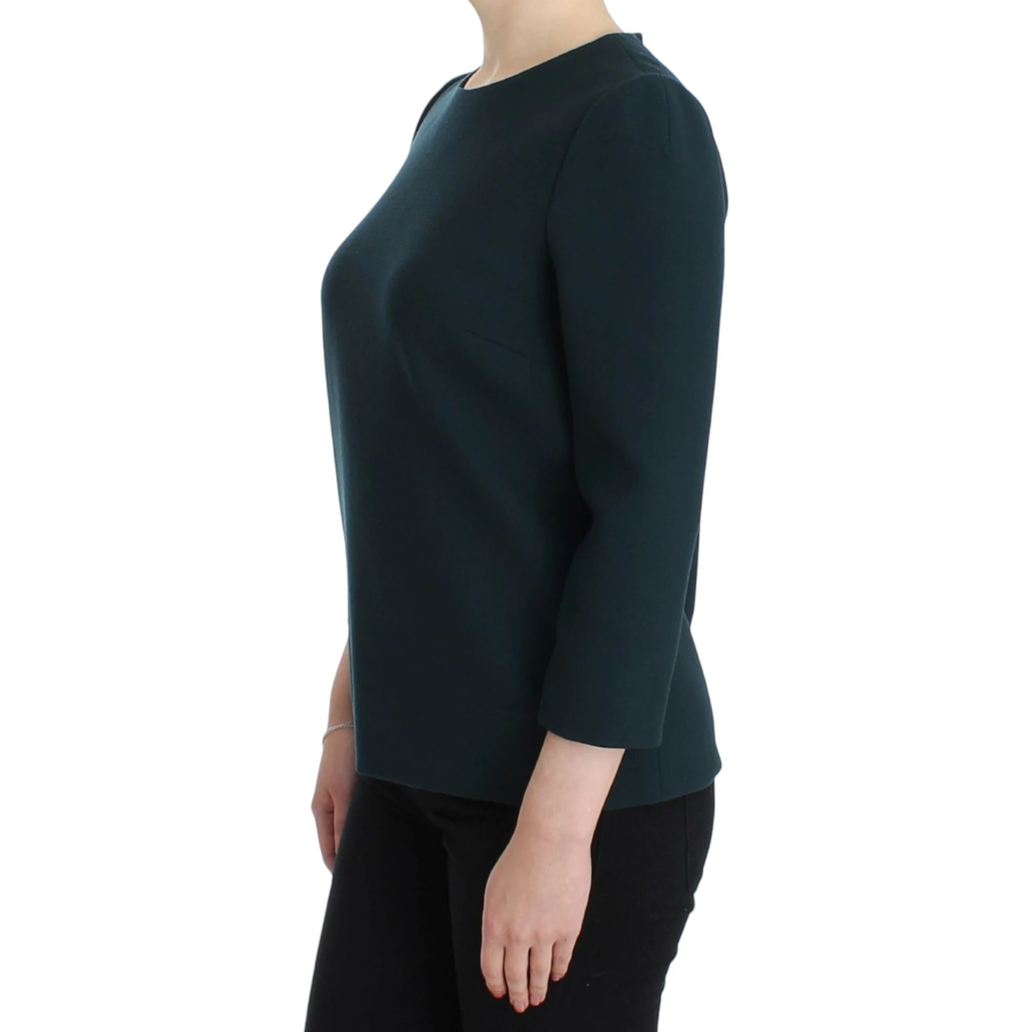 Green 3/4 sleeve wool blouse