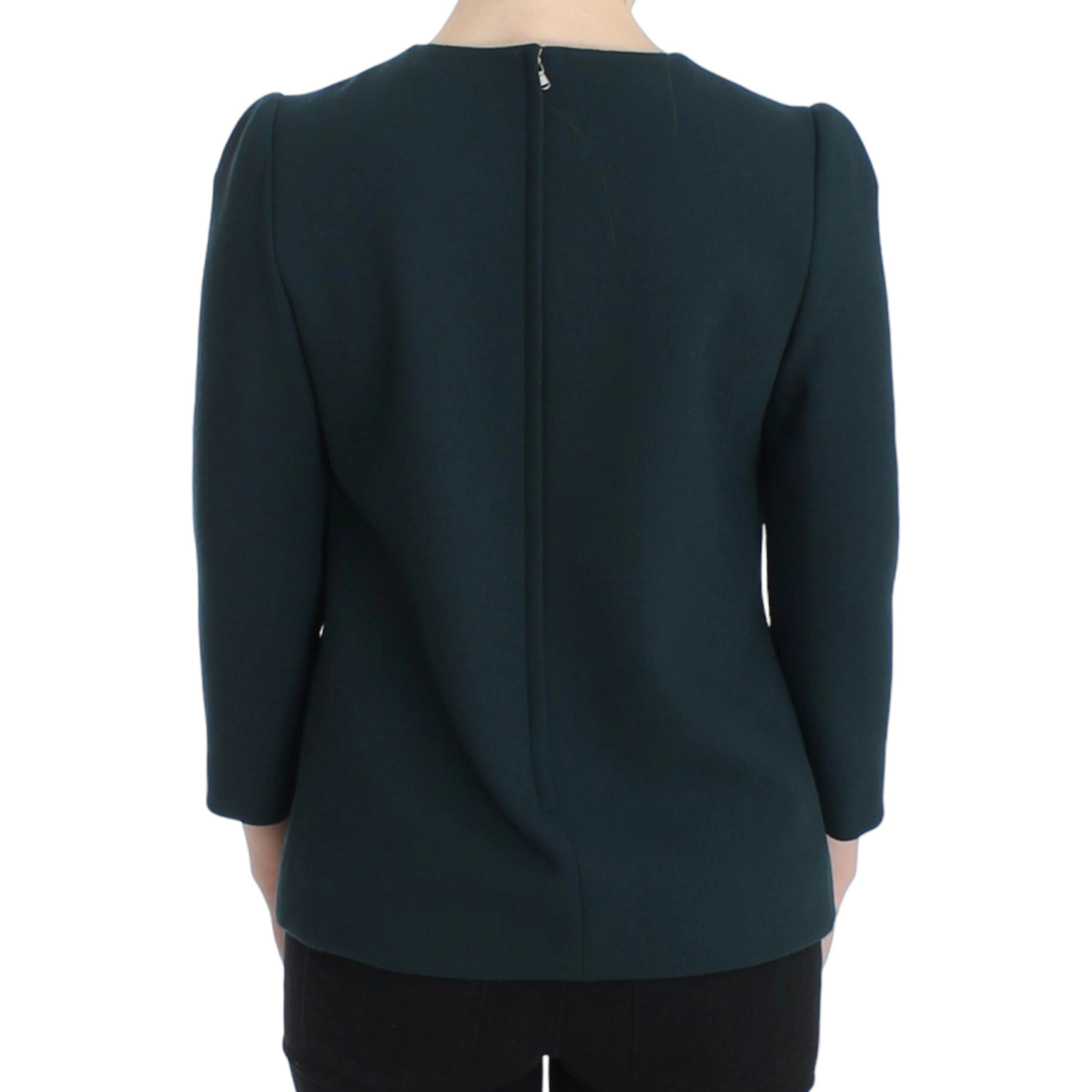 Enchanted Sicily Green Wool Silk Blend Blouse