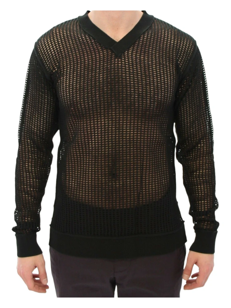 Dark Green Runway Netz Pullover Netted Sweater
