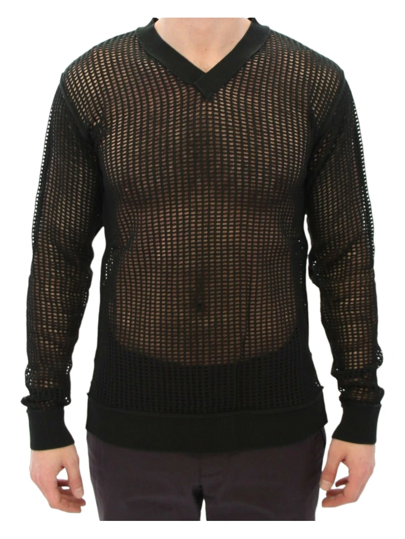 Dark Green Runway Netz Pullover Netted Sweater