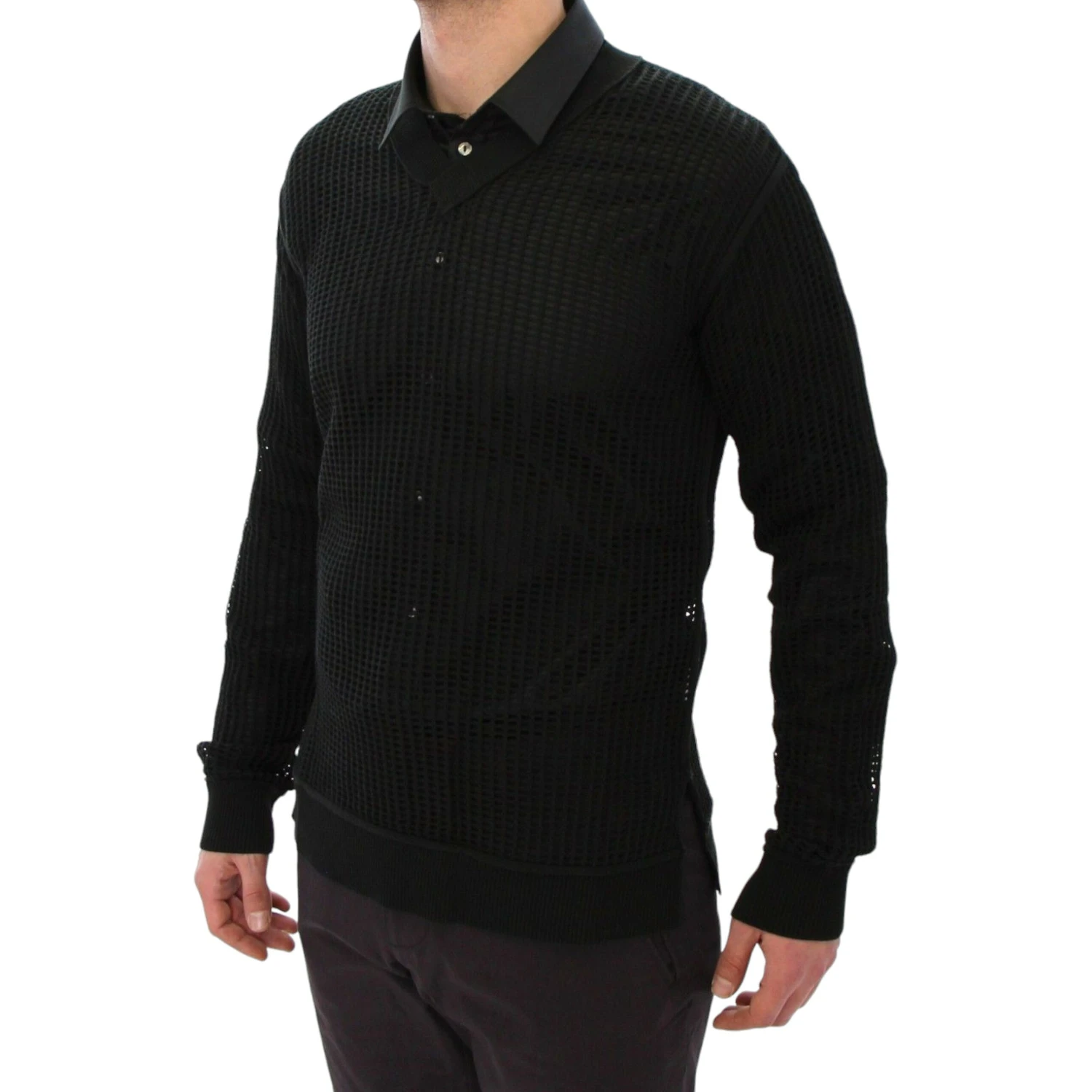 Dark Green Runway Netz Pullover Netted Sweater