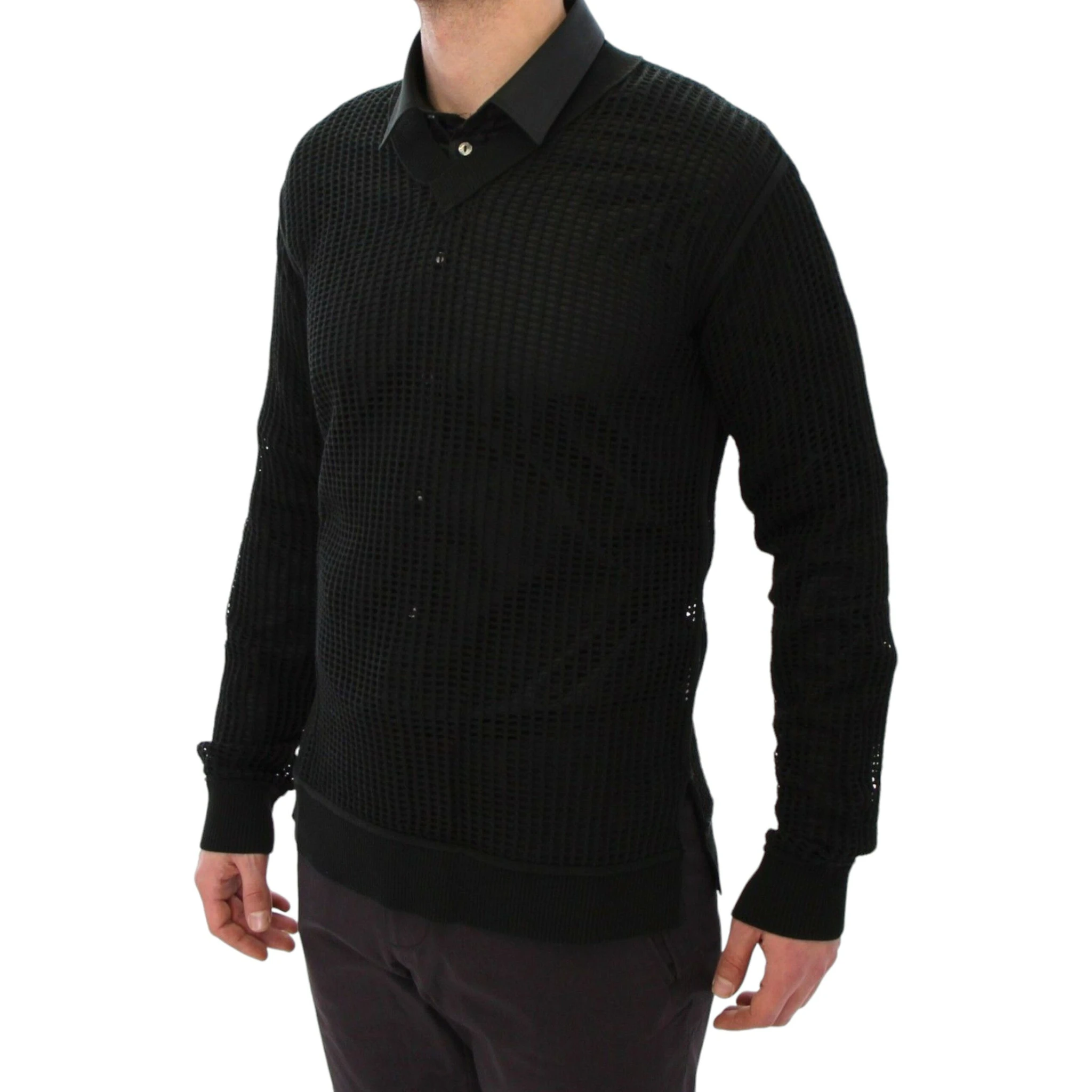 Dark Green Runway Netz Pullover Netted Sweater