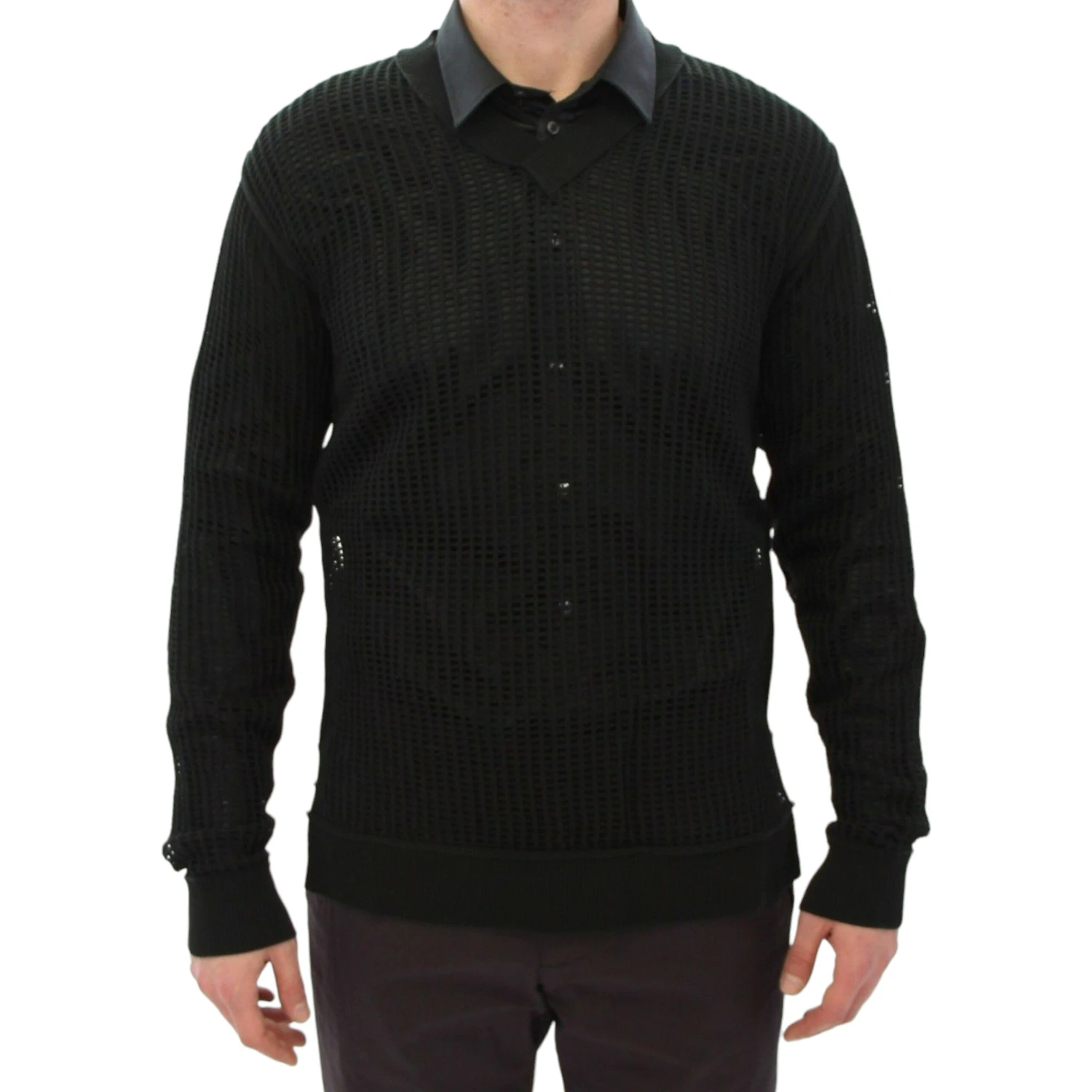 Dark Green Runway Netz Pullover Netted Sweater