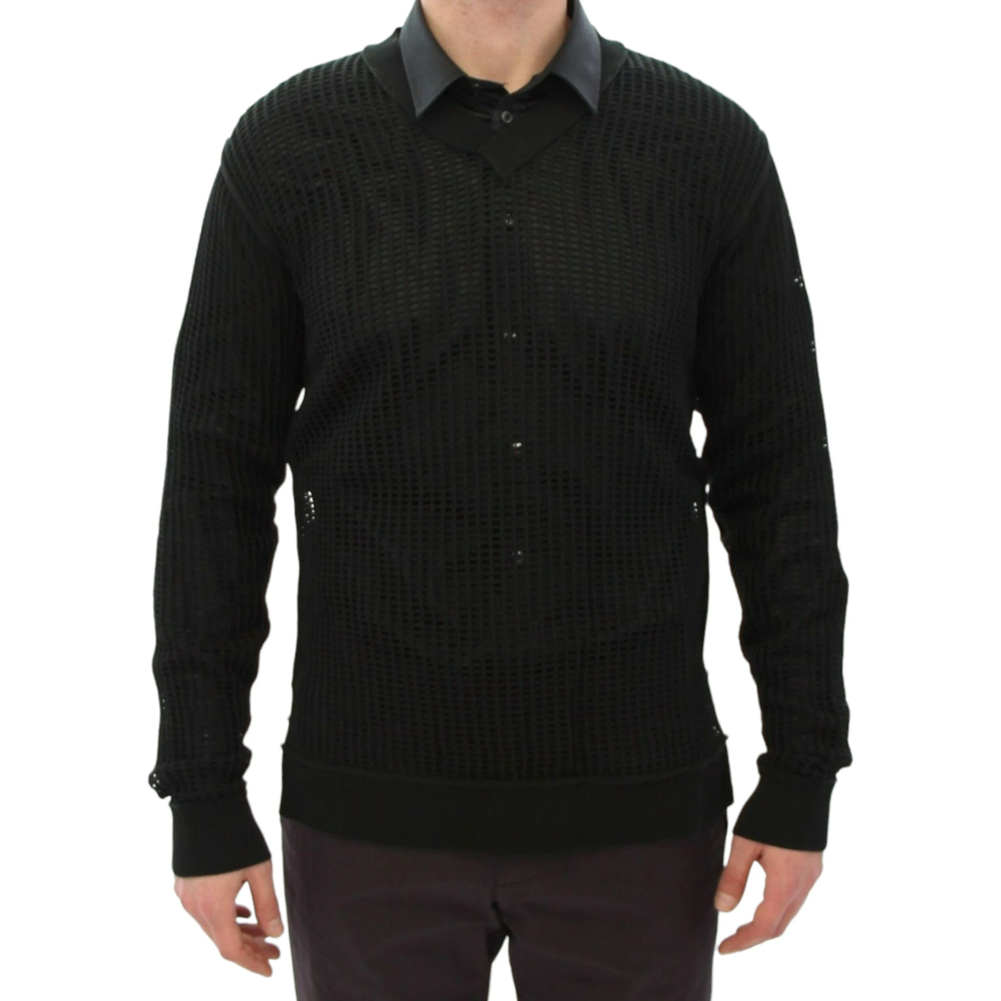 Dark Green Runway Netz Pullover Netted Sweater