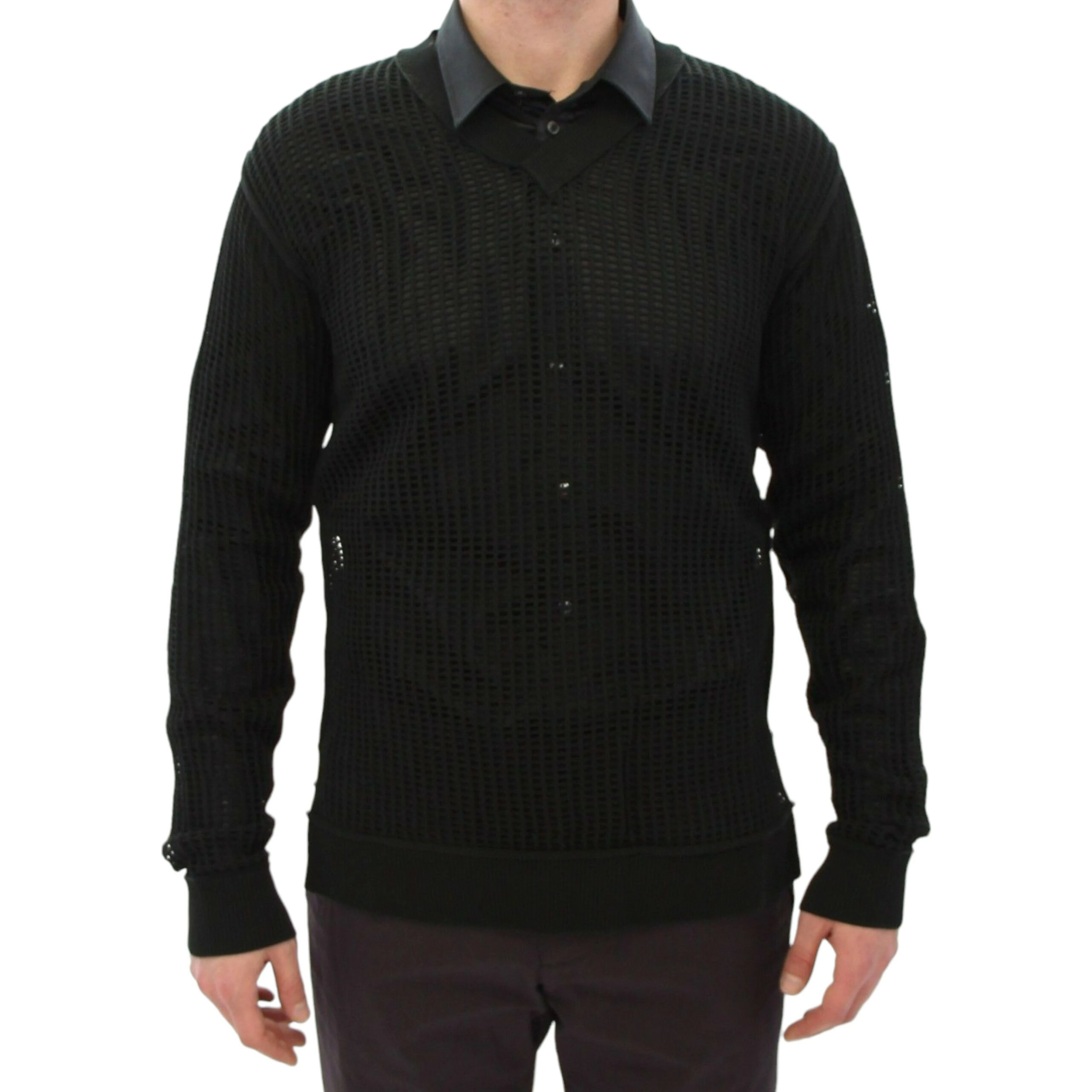 Dark Green Runway Netz Pullover Netted Sweater