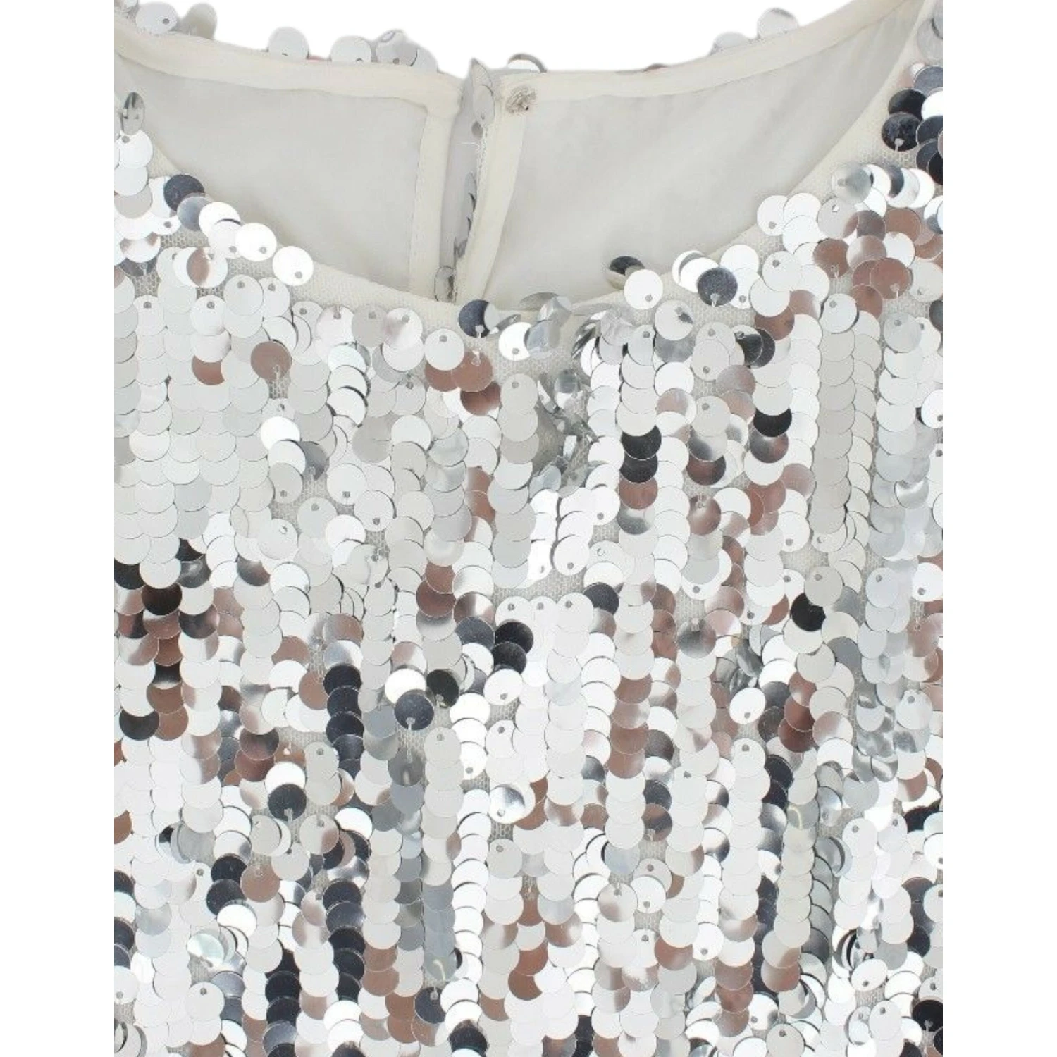 Silver Sequined Crewneck Blouse T-shirt Top