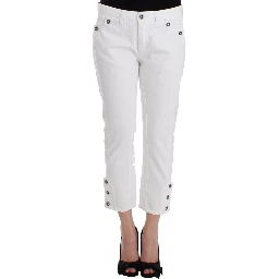 White Cropped Jeans Denim Pants Branded Capri