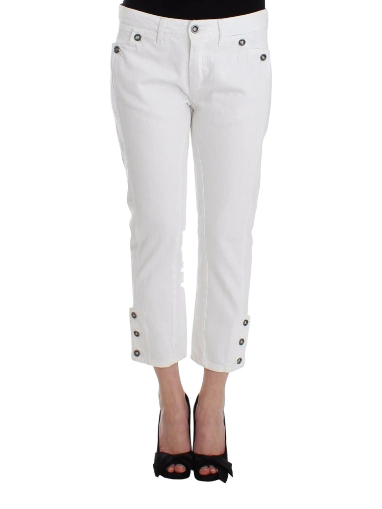 White Cropped Jeans Denim Pants Branded Capri