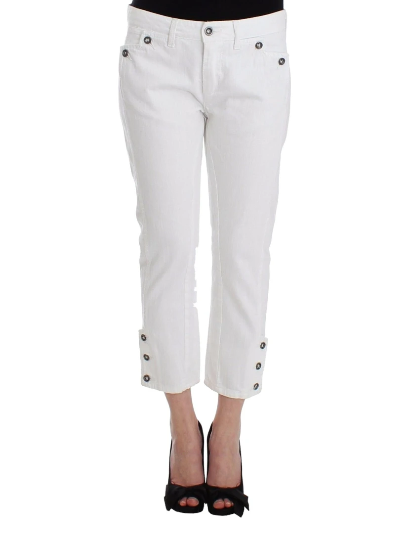 White Cropped Jeans Denim Pants Branded Capri