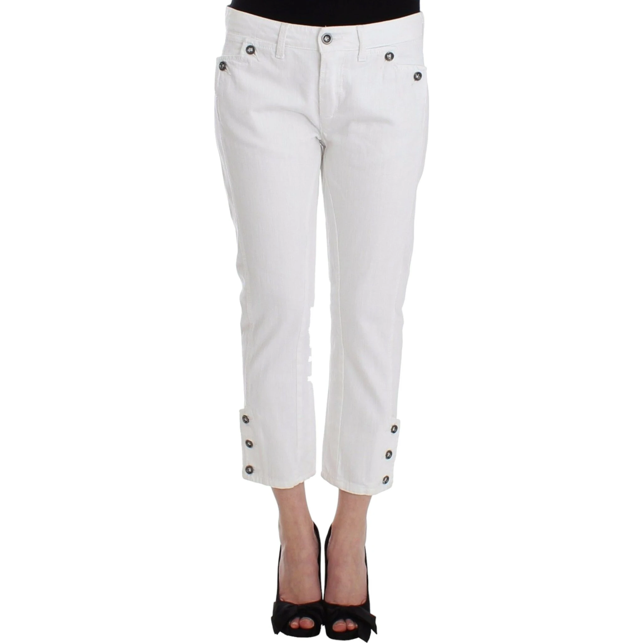 White Cropped Jeans Denim Pants Branded Capri