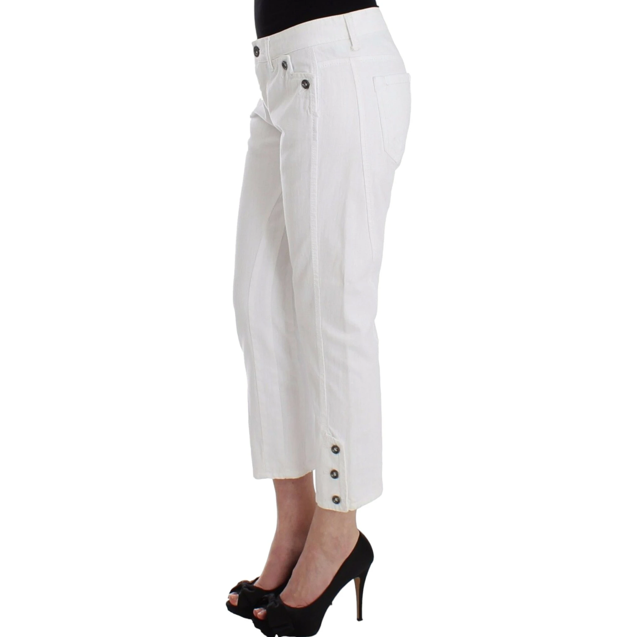 White Cropped Jeans Denim Pants Branded Capri
