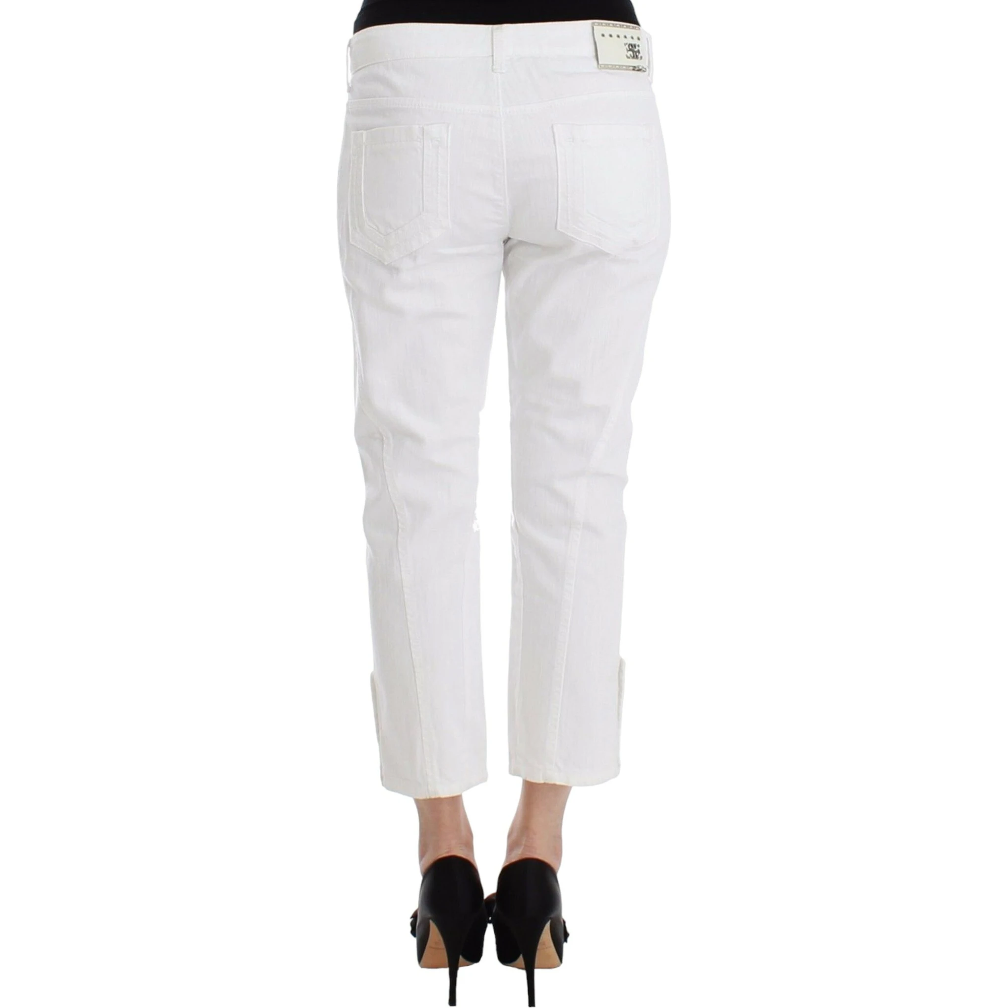 White Cropped Jeans Denim Pants Branded Capri