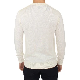 Off White Wool Blend V-neck Pullover Sweater