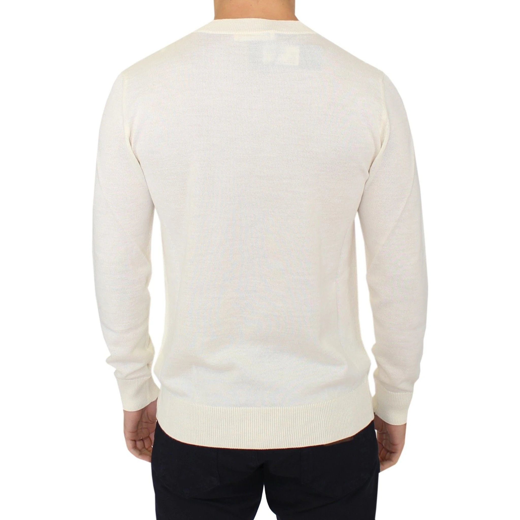 Off White Wool Blend V-neck Pullover Sweater