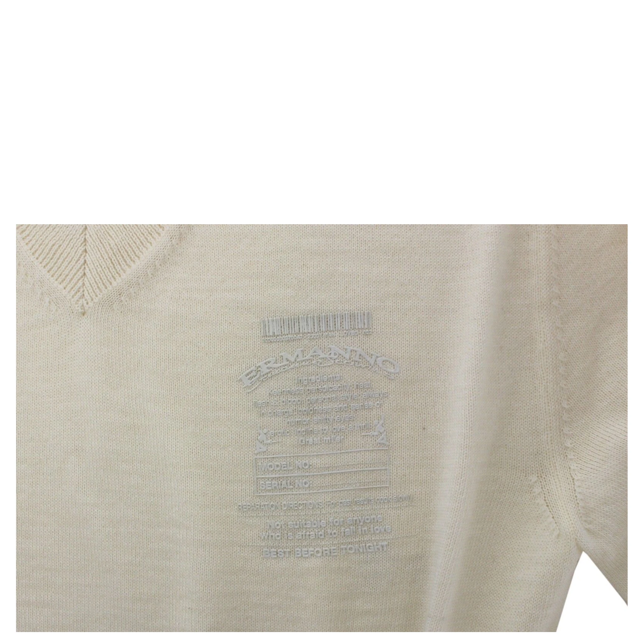 Off White Wool Blend V-neck Pullover Sweater