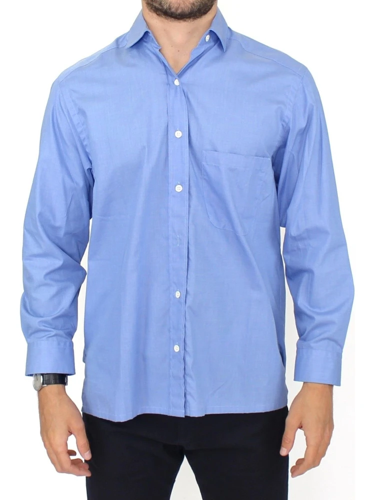 Blue Cotton Dress Classic Fit Shirt