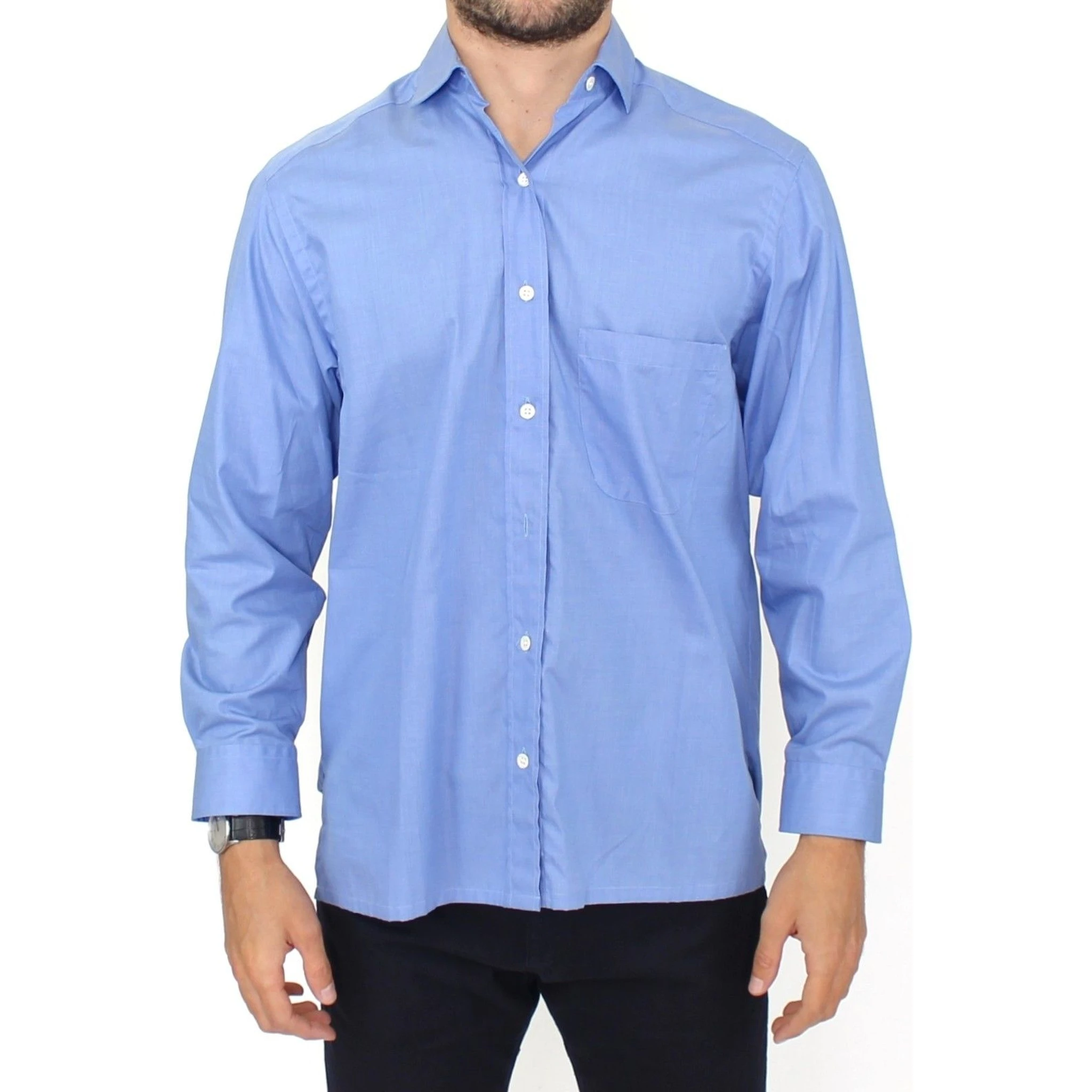 Blue Cotton Dress Classic Fit Shirt