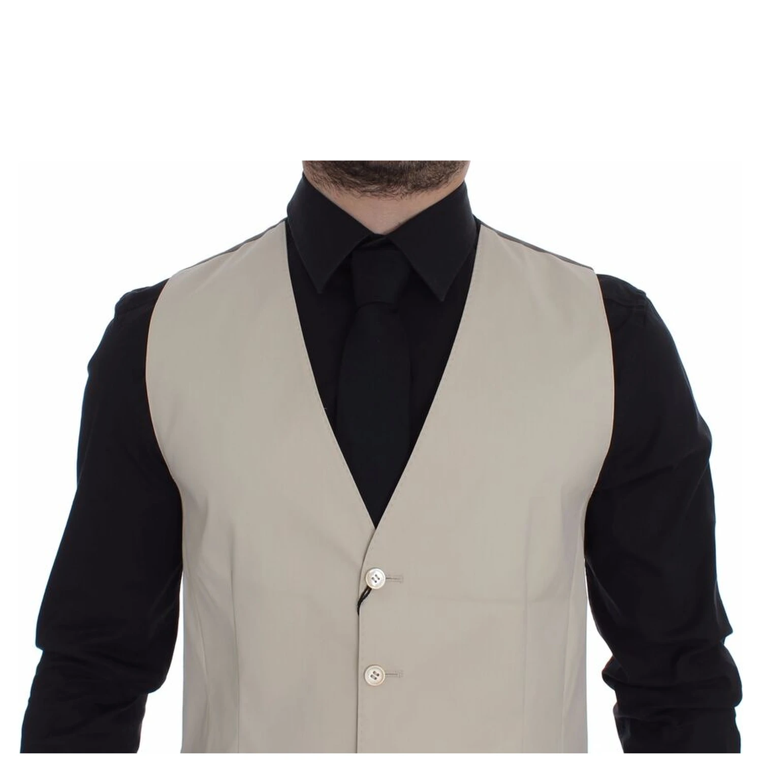 Beige Cotton Stretch Dress Vest Blazer