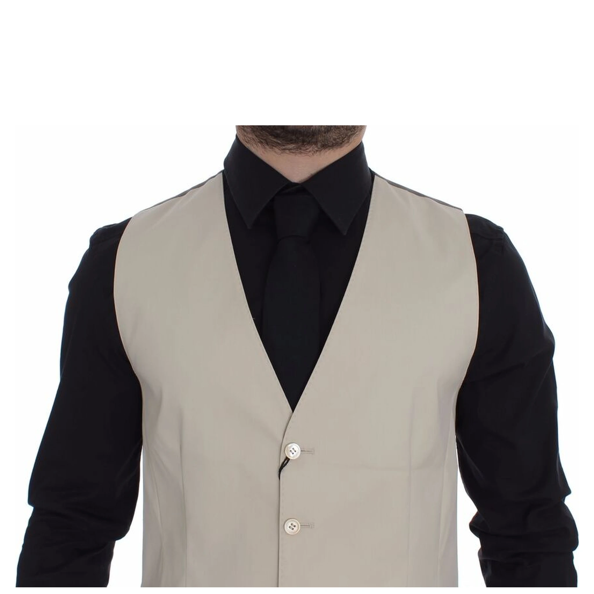 Beige Cotton Stretch Dress Vest Blazer