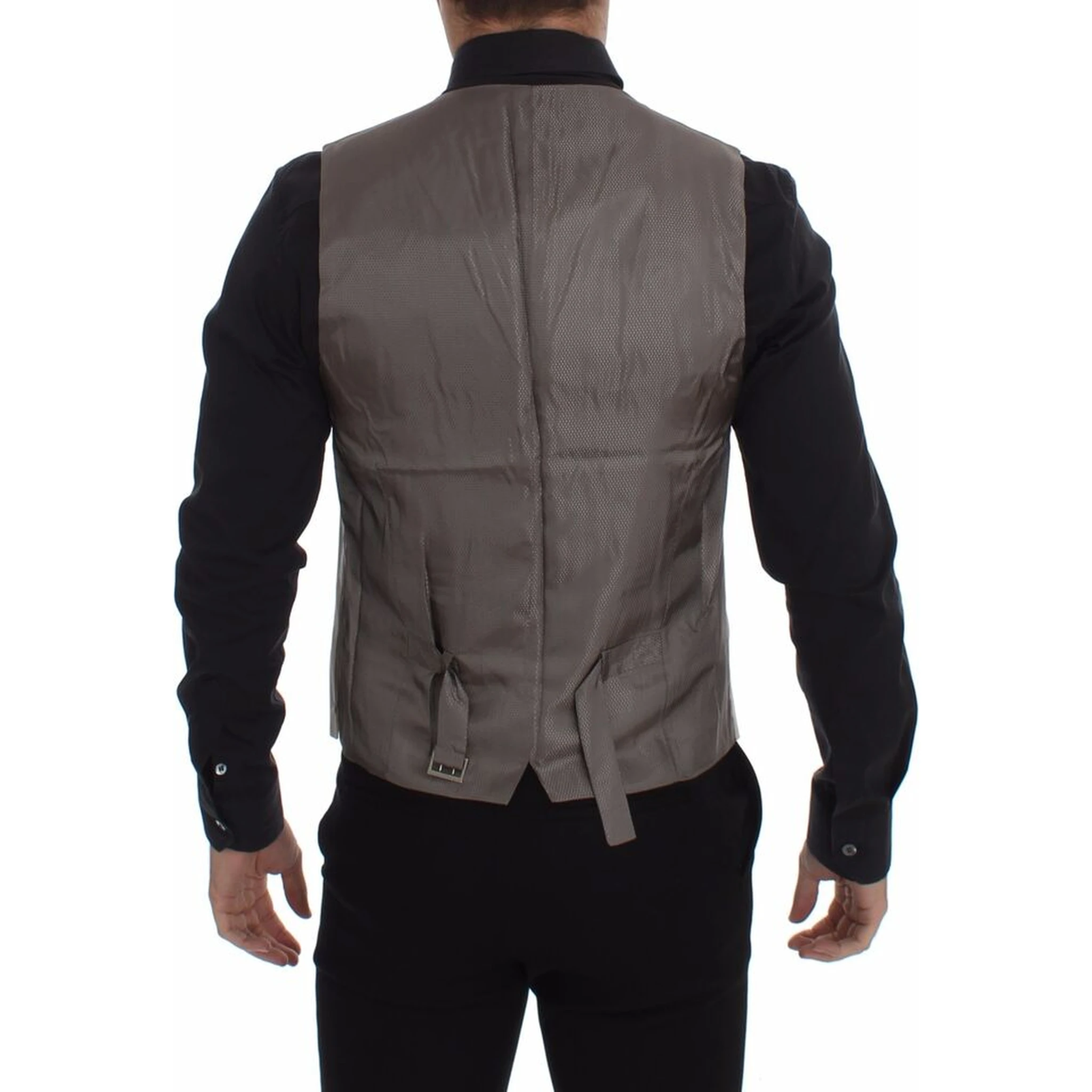 Beige Cotton Stretch Dress Vest Blazer