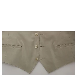 Beige Cotton Stretch Dress Vest Blazer