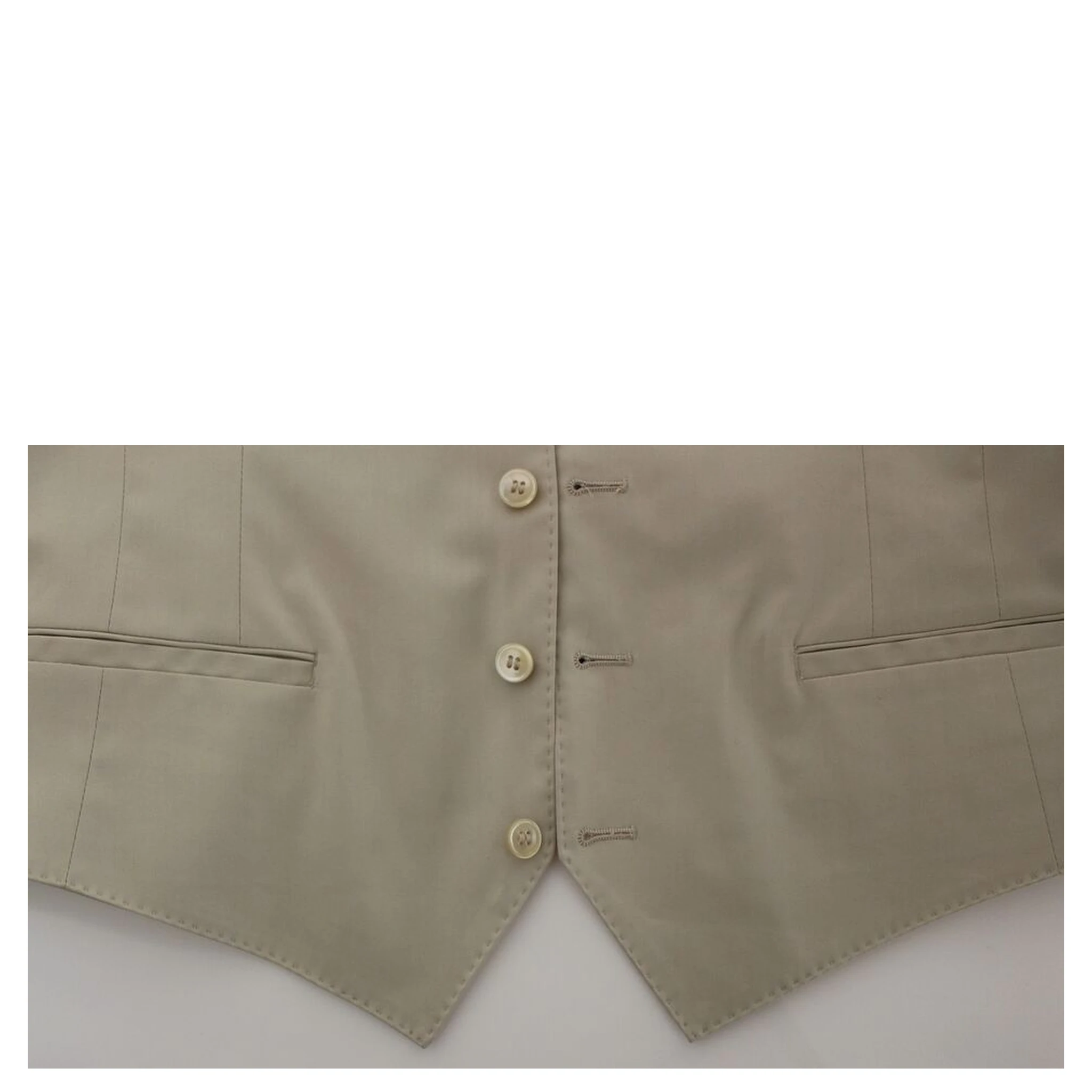 Beige Cotton Stretch Dress Vest Blazer