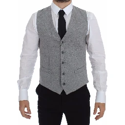 Gray Cotton Stretch Dress Vest Blazer