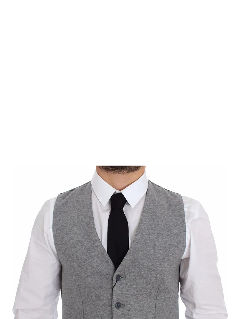Gray Cotton Stretch Dress Vest Blazer