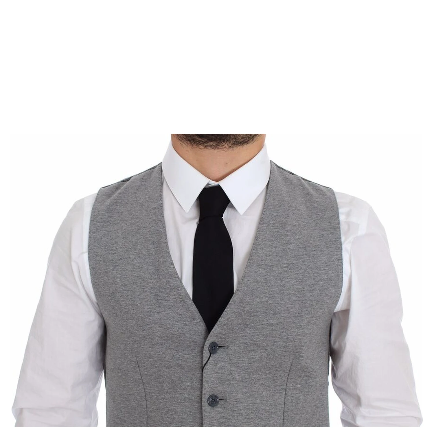 Gray Cotton Stretch Dress Vest Blazer