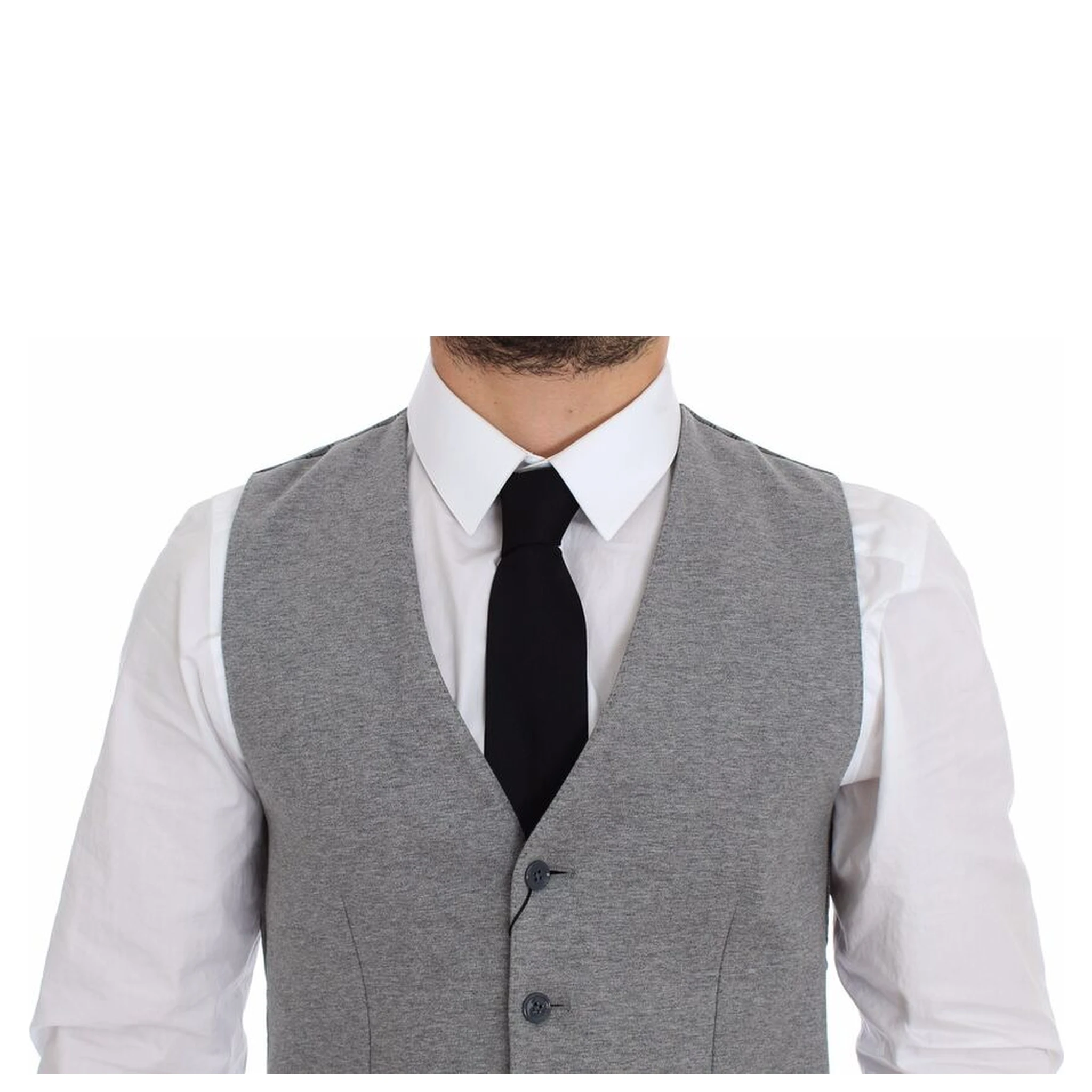 Gray Cotton Stretch Dress Vest Blazer