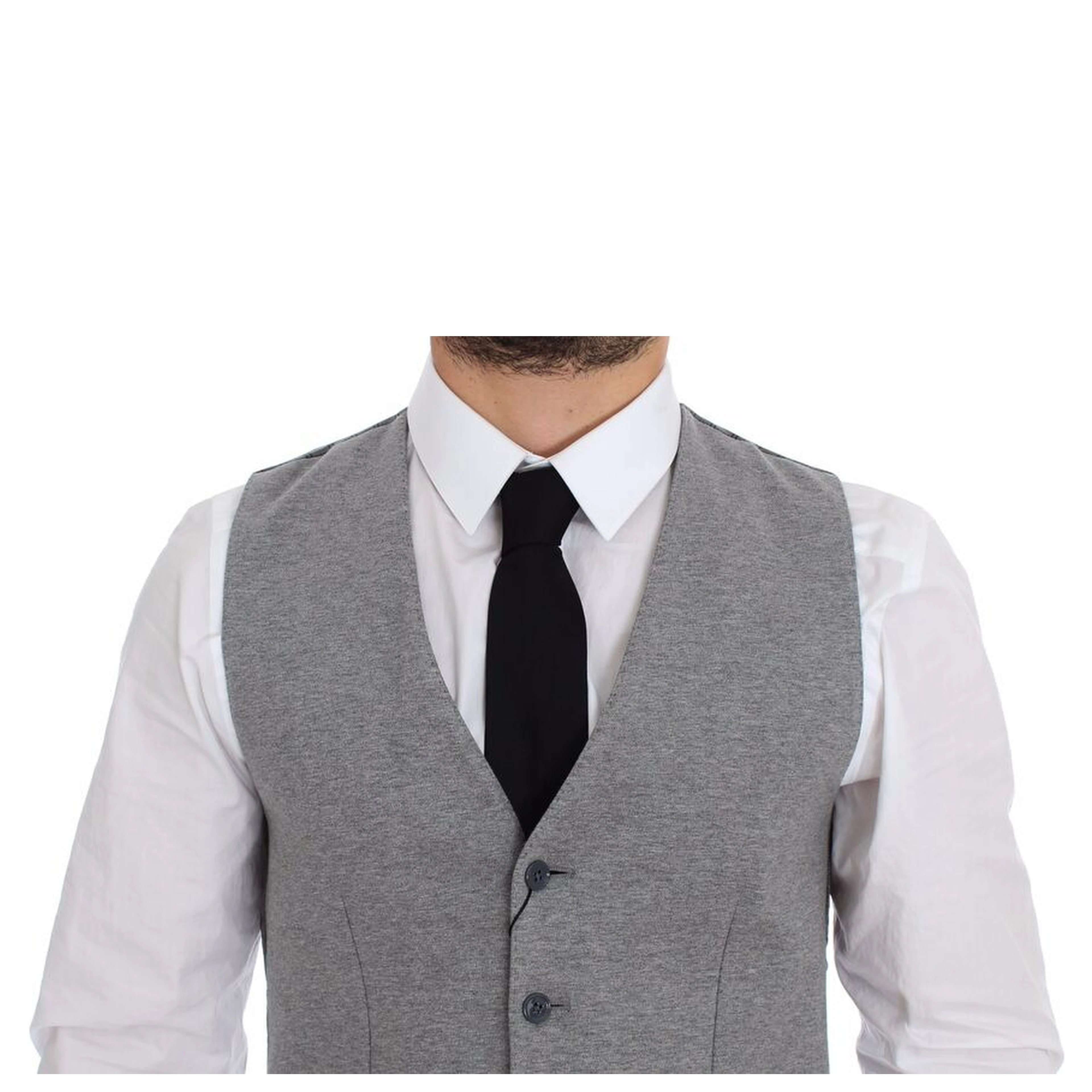 Gray Cotton Stretch Dress Vest Blazer