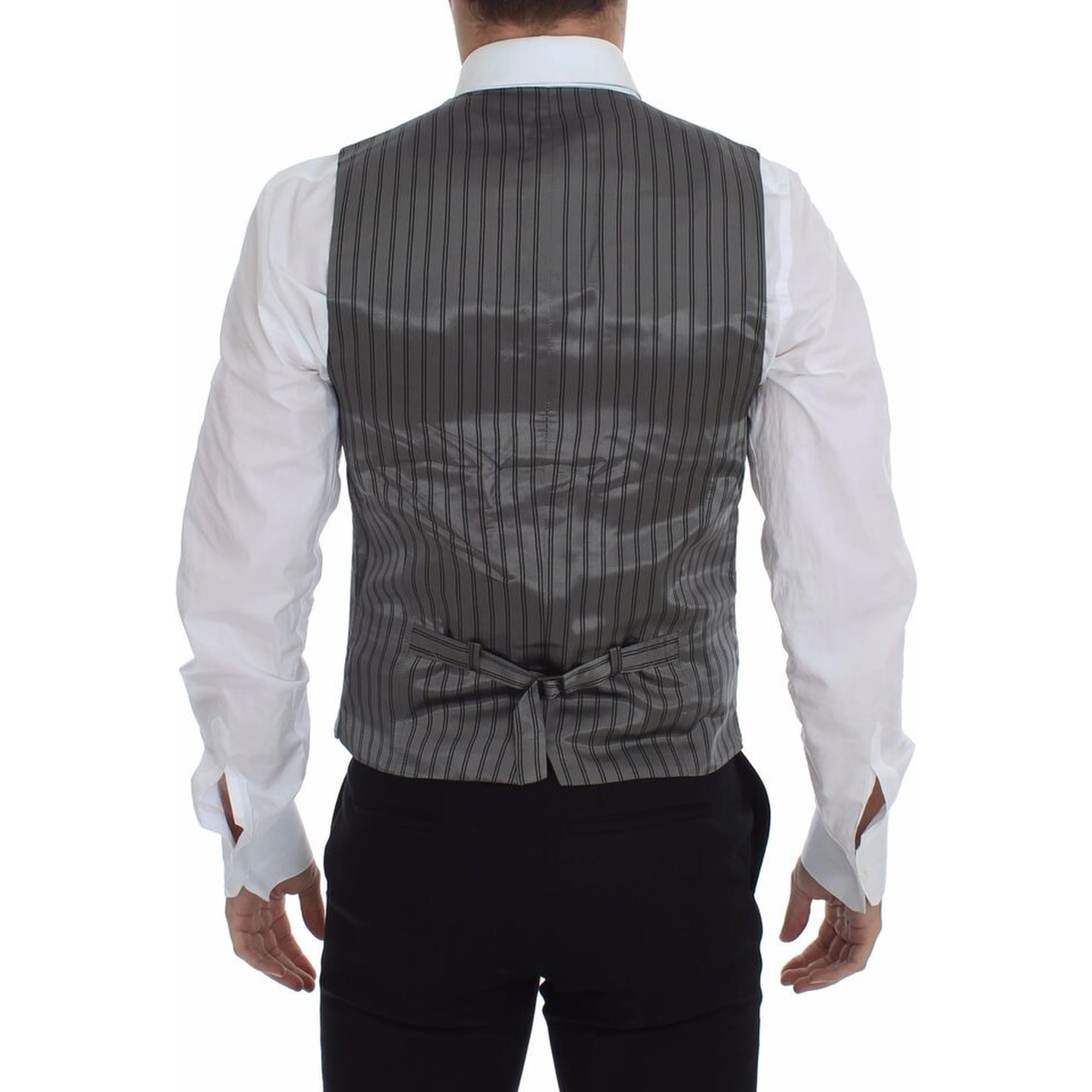 Gray Cotton Stretch Dress Vest Blazer