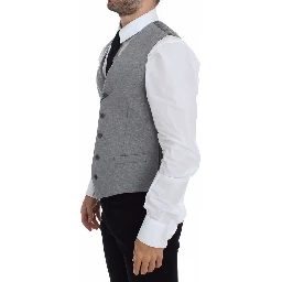 Gray Cotton Stretch Dress Vest Blazer