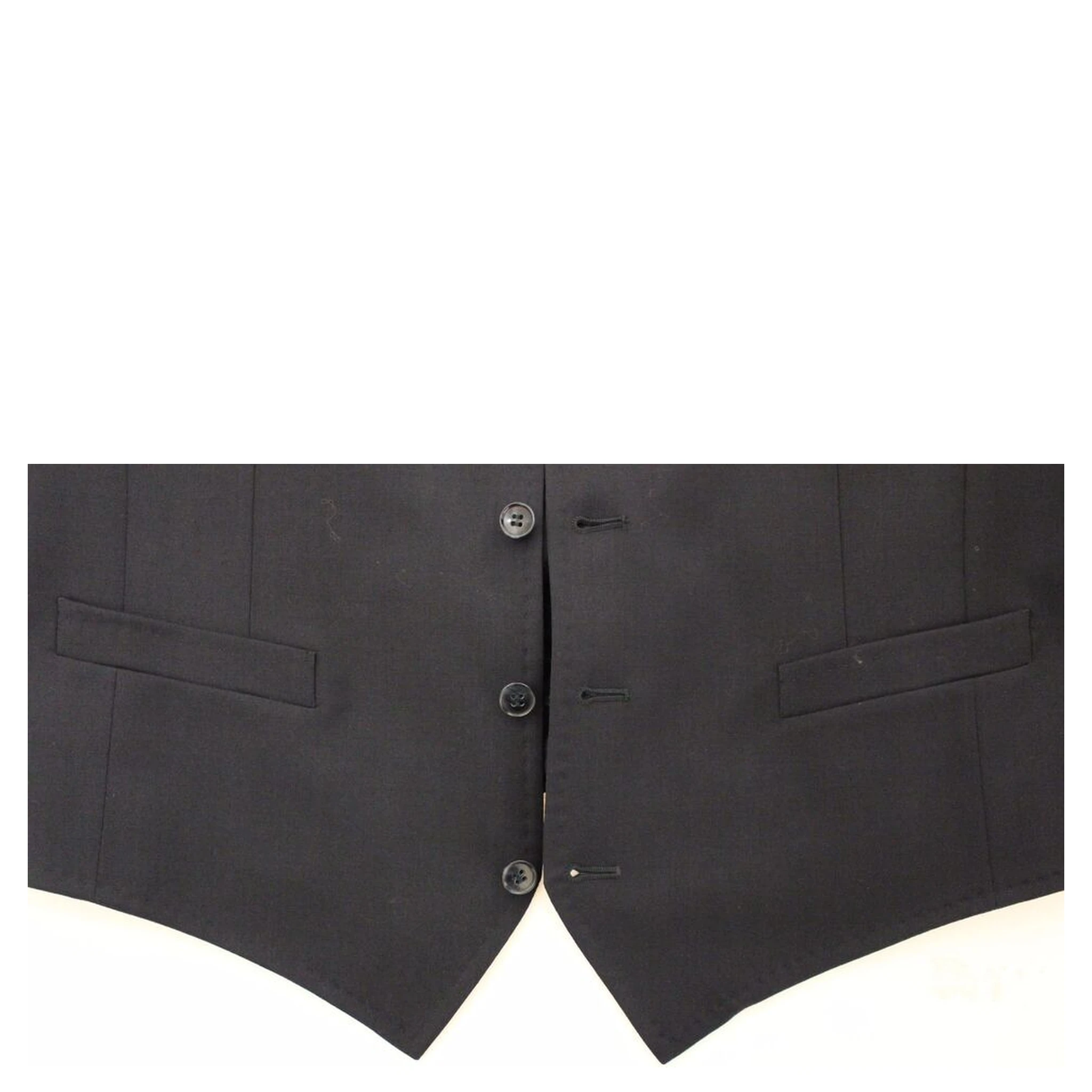 Blue Cotton Stretch Dress Vest Blazer