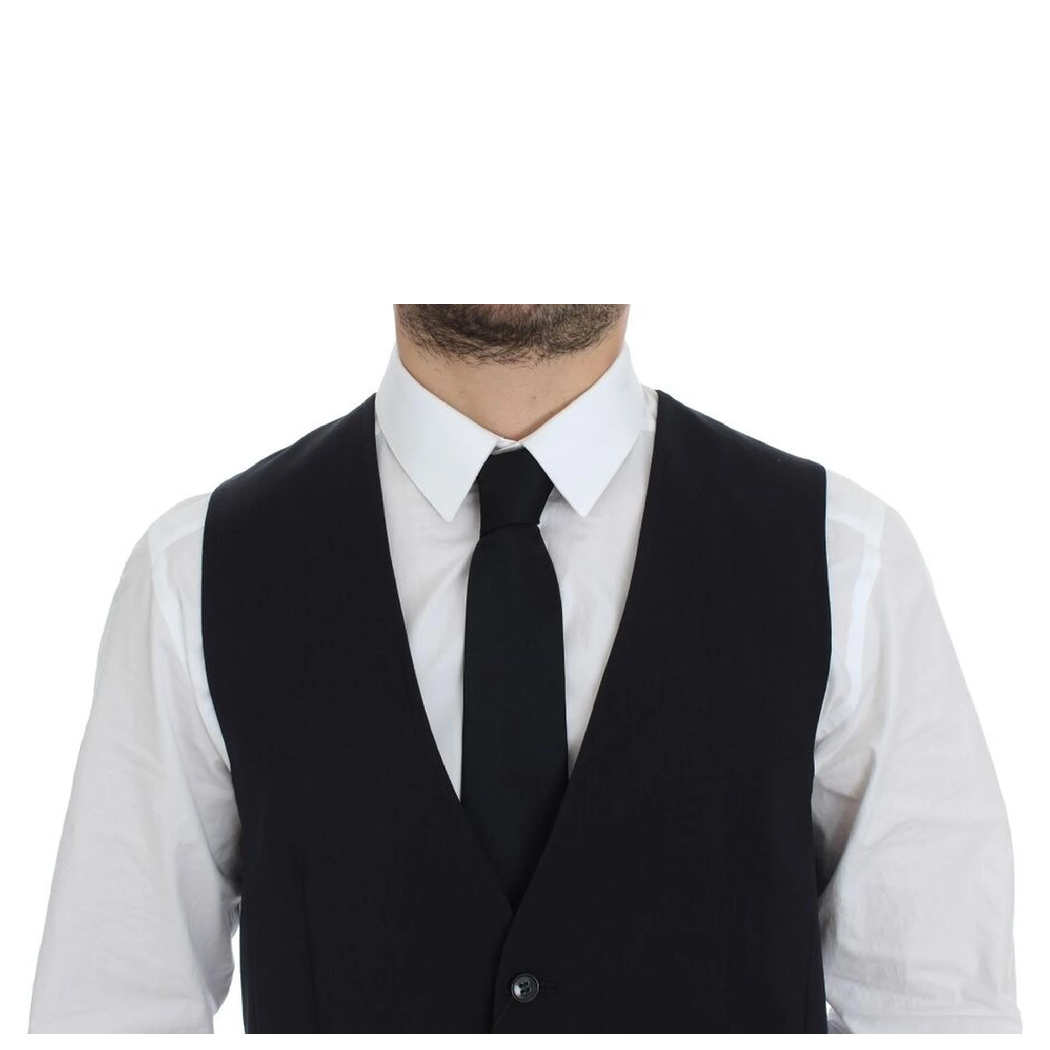 Blue Cotton Stretch Dress Vest Blazer