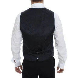 Blue Cotton Stretch Dress Vest Blazer