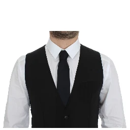 Black Wool Formal Dress Vest Gilet Jacket