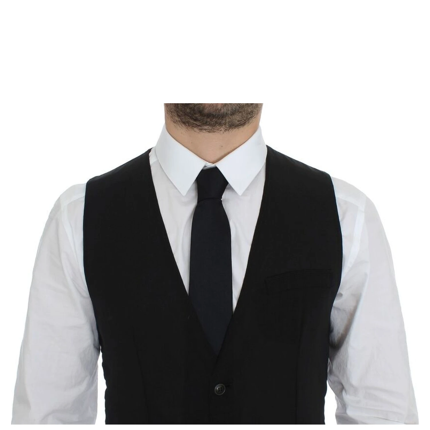 Black Wool Formal Dress Vest Gilet Jacket